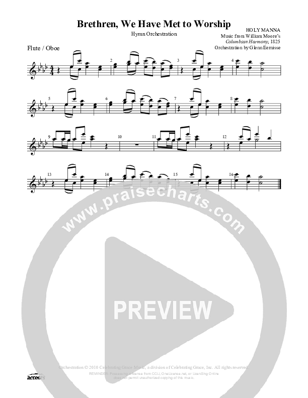 Brethren We Have Met To Worship Flute/Oboe ()