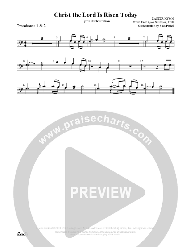 Christ The Lord Is Risen Today Trombone 1/2 ()