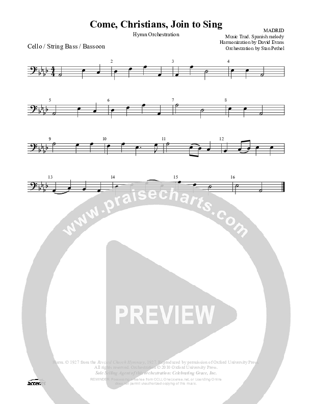 Come Christians Join To Sing Cello/Bass ()