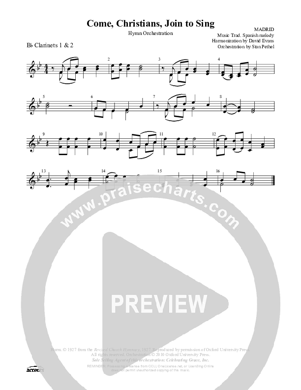 Come Christians Join To Sing Clarinet 1/2 ()