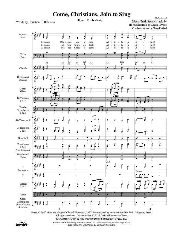 Come Christians Join To Sing Orchestration ()