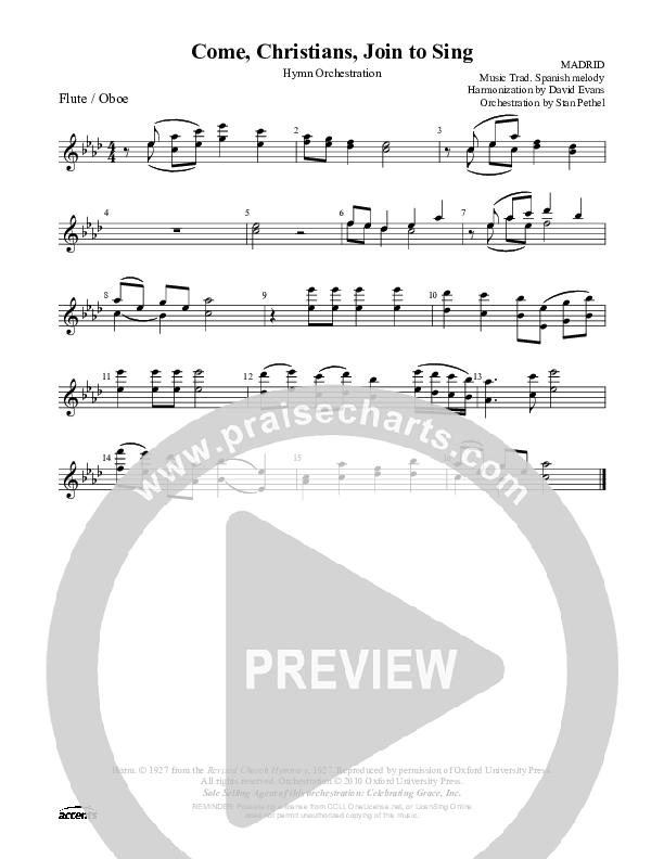 Come Christians Join To Sing Flute/Oboe ()