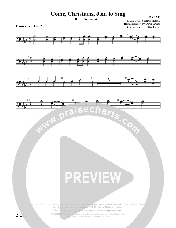 Come Christians Join To Sing Trombone 1/2 ()