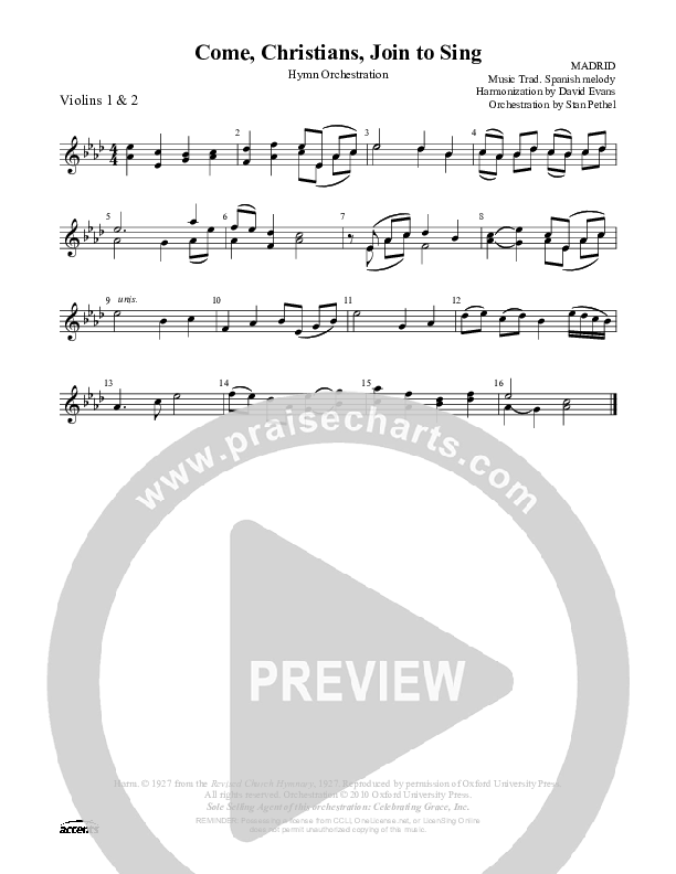 Come Christians Join To Sing Violin 1/2 ()
