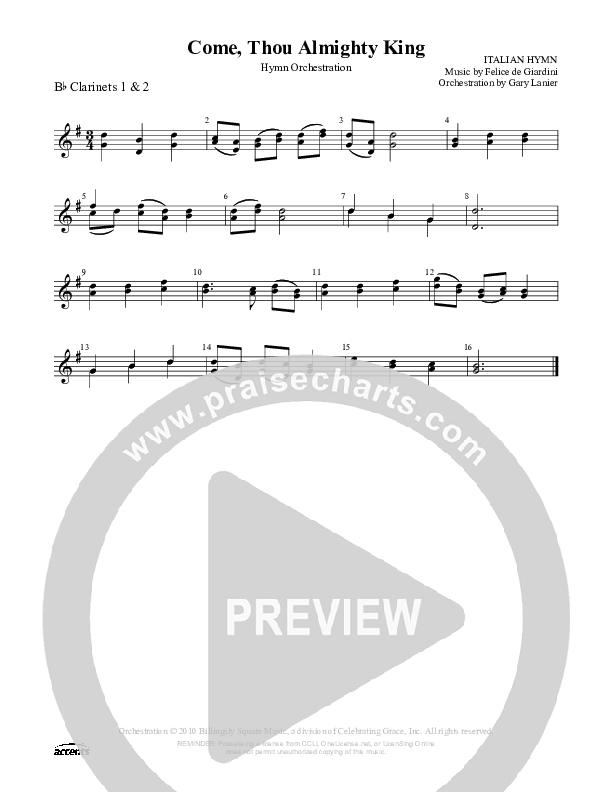 Come Thou Almighty King Clarinet 1/2 ()