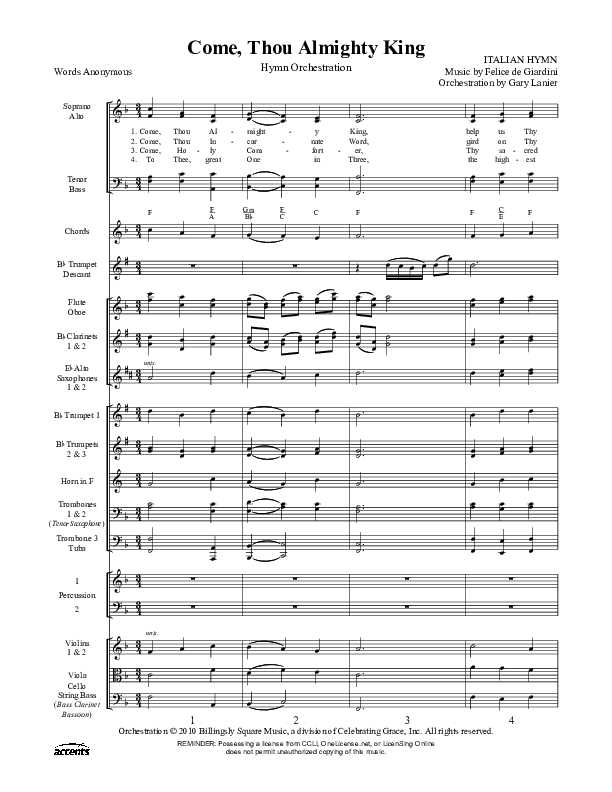 Come Thou Almighty King Orchestration ()