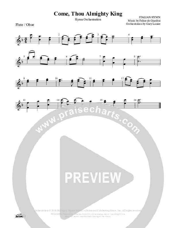 Come Thou Almighty King Flute/Oboe ()