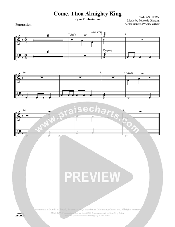 Come Thou Almighty King Percussion ()