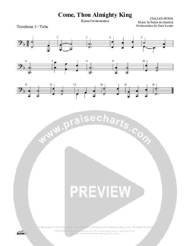 Come Thou Almighty King Trombone 3/Tuba ()