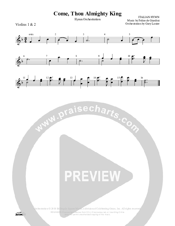 Come Thou Almighty King Violin 1/2 ()