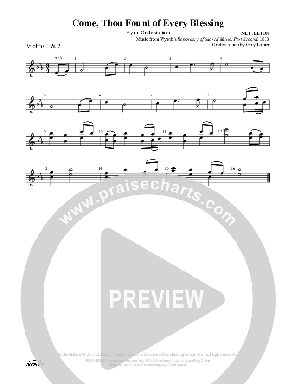 Come Thou Fount Of Every Blessing Violin 1/2 ()