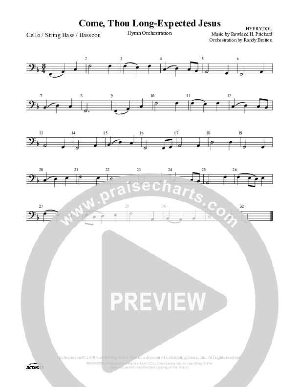 Come Thou Long-Expected Jesus Cello/Bass ()
