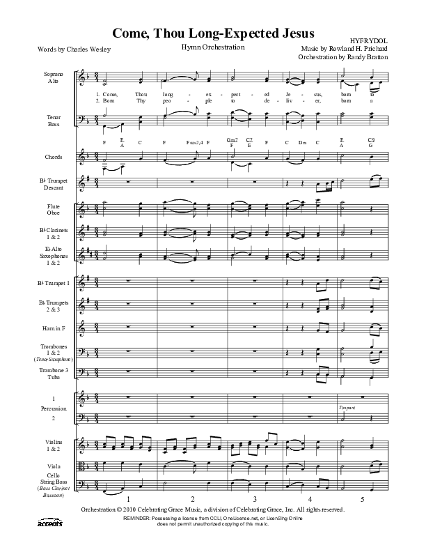 Come Thou Long-Expected Jesus Orchestration ()