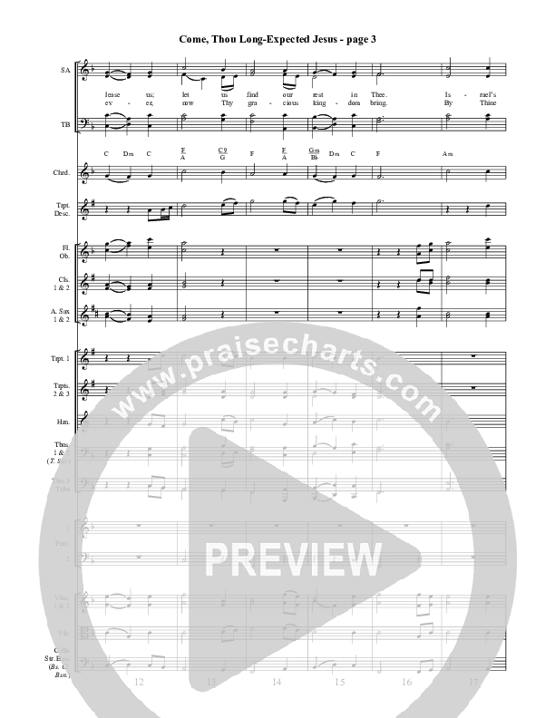 Come Thou Long-Expected Jesus Conductor's Score ()