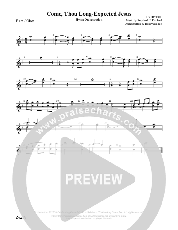 Come Thou Long-Expected Jesus Flute/Oboe ()