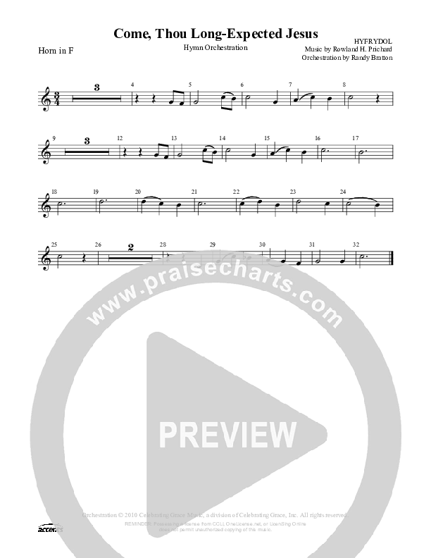 Come Thou Long-Expected Jesus French Horn ()