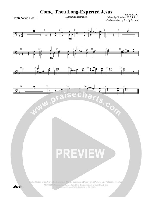 Come Thou Long-Expected Jesus Trombone 1/2 ()