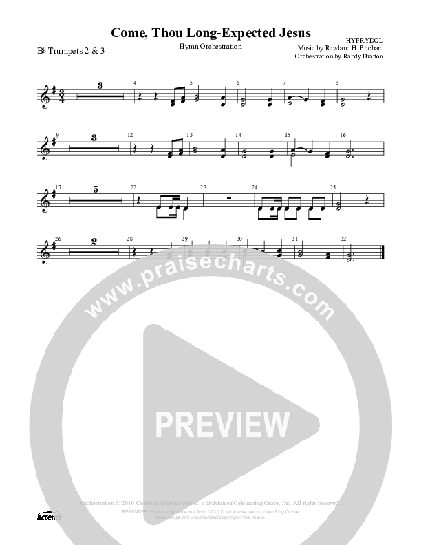 Come Thou Long-Expected Jesus Trumpet 2/3 ()