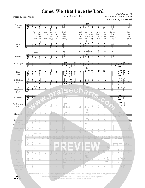 Come We That Love The Lord Conductor's Score ()