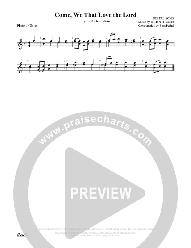 Come We That Love The Lord Flute/Oboe ()