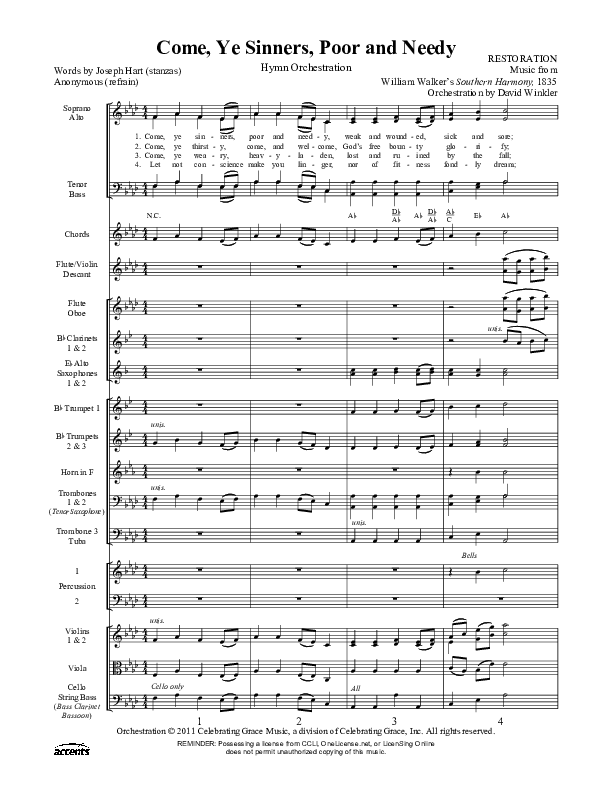 Come Ye Sinners Poor And Needy Orchestration ()