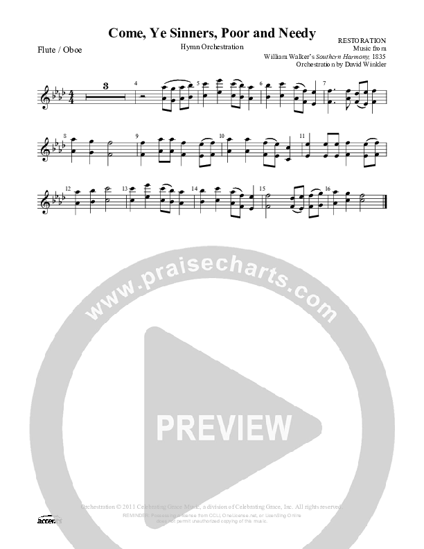 Come Ye Sinners Poor And Needy Flute/Oboe ()