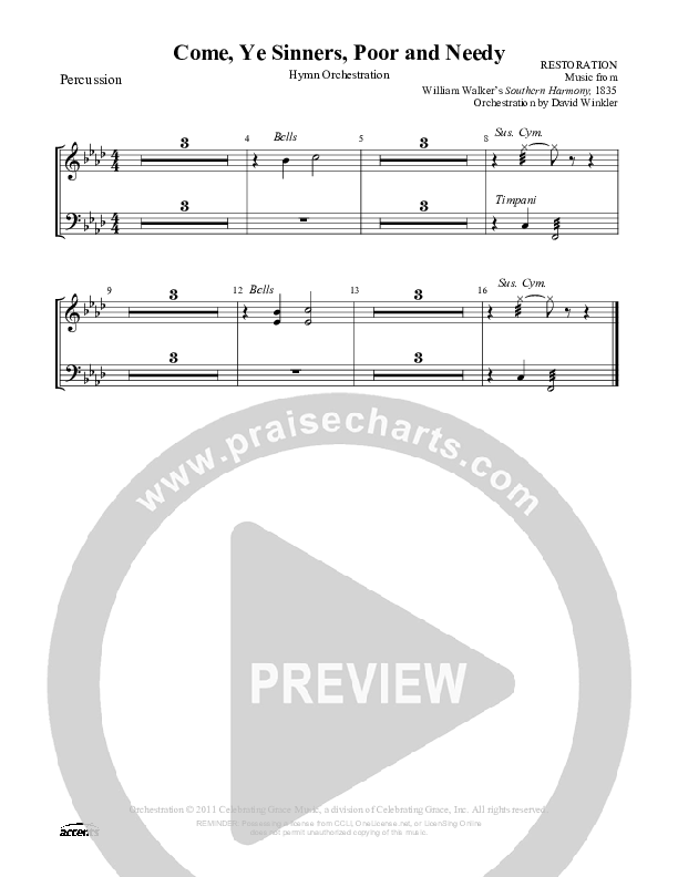 Come Ye Sinners Poor And Needy Percussion ()