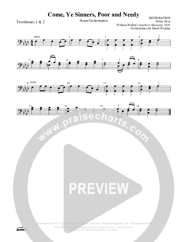 Come Ye Sinners Poor And Needy Trombone 1/2 ()