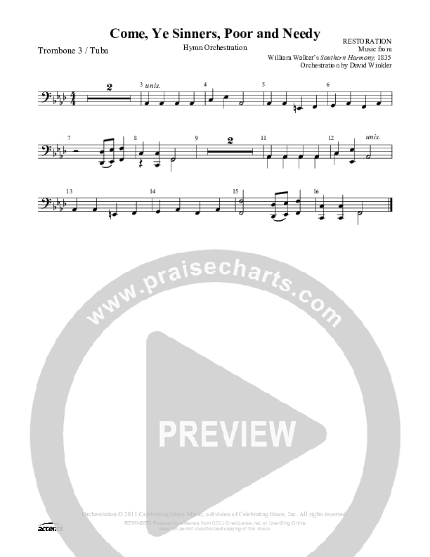Come Ye Sinners Poor And Needy Trombone 3/Tuba ()