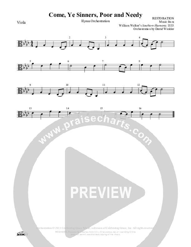 Come Ye Sinners Poor And Needy Viola ()