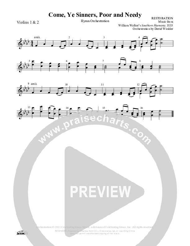 Come Ye Sinners Poor And Needy Violin 1/2 ()