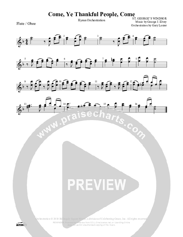 Come Ye Thankful People Come Flute/Oboe ()