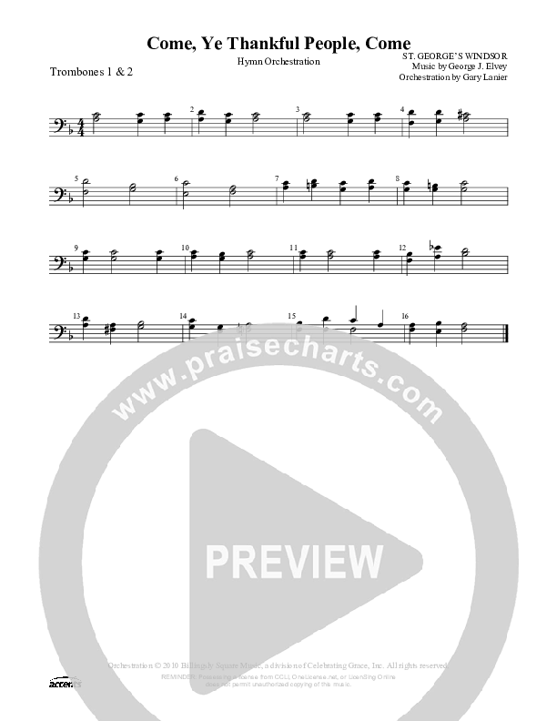 Come Ye Thankful People Come Trombone 1/2 ()