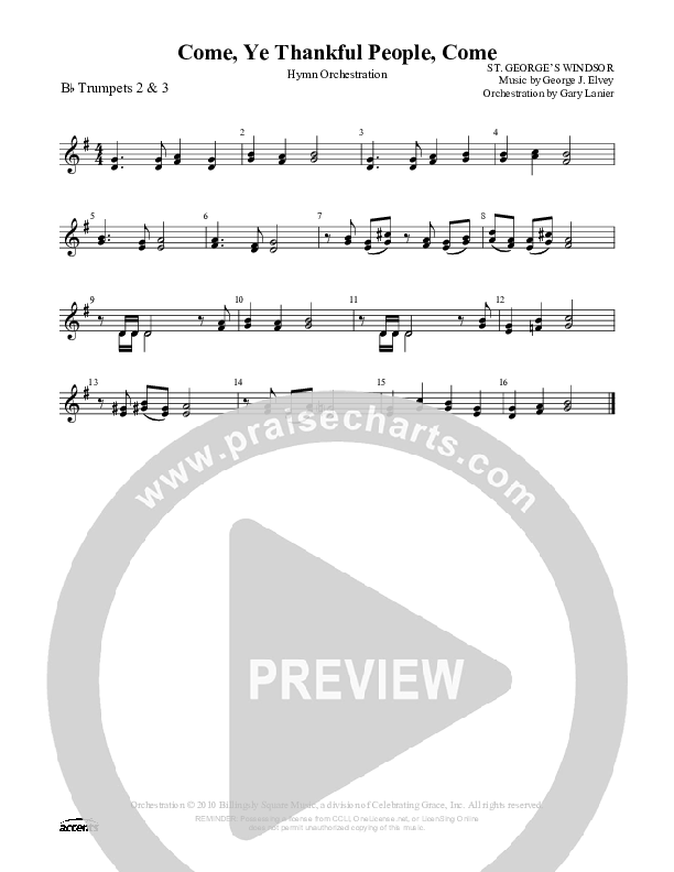 Come Ye Thankful People Come Trumpet 2/3 ()