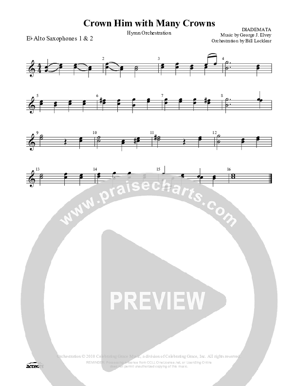 Crown Him With Many Crowns Alto Sax ()