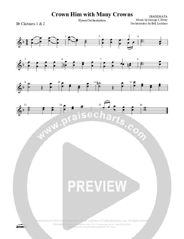 Crown Him With Many Crowns Clarinet 1/2 ()