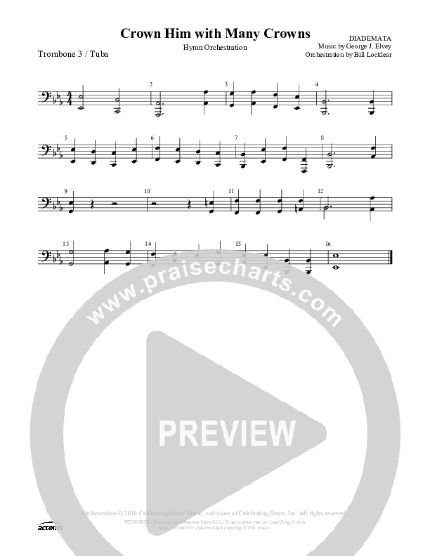 Crown Him With Many Crowns Trombone 3/Tuba ()