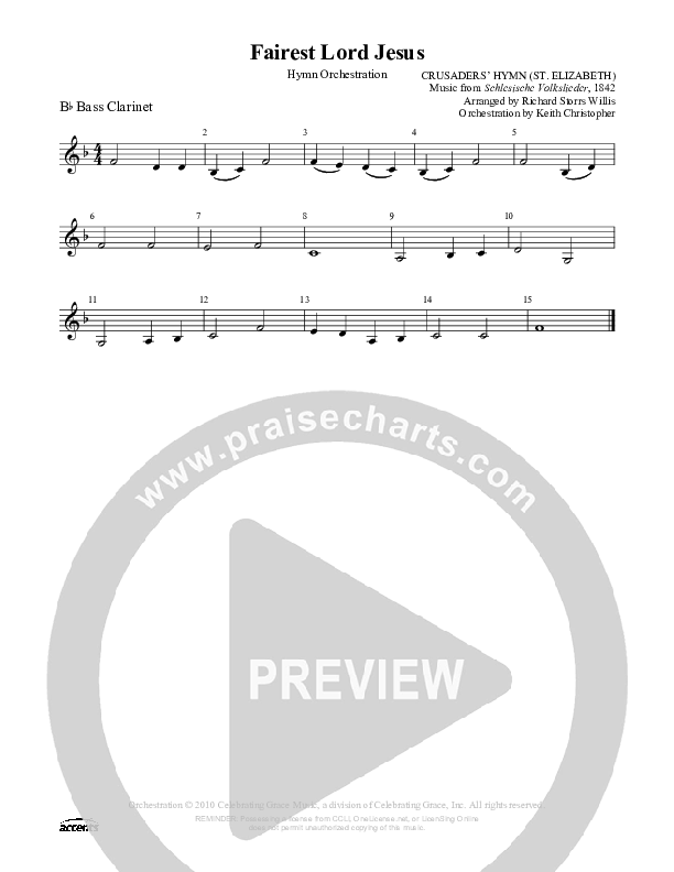 Fairest Lord Jesus Bass Clarinet ()