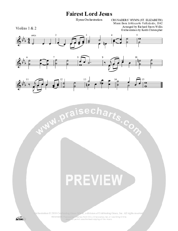 Fairest Lord Jesus Violin 1/2 ()