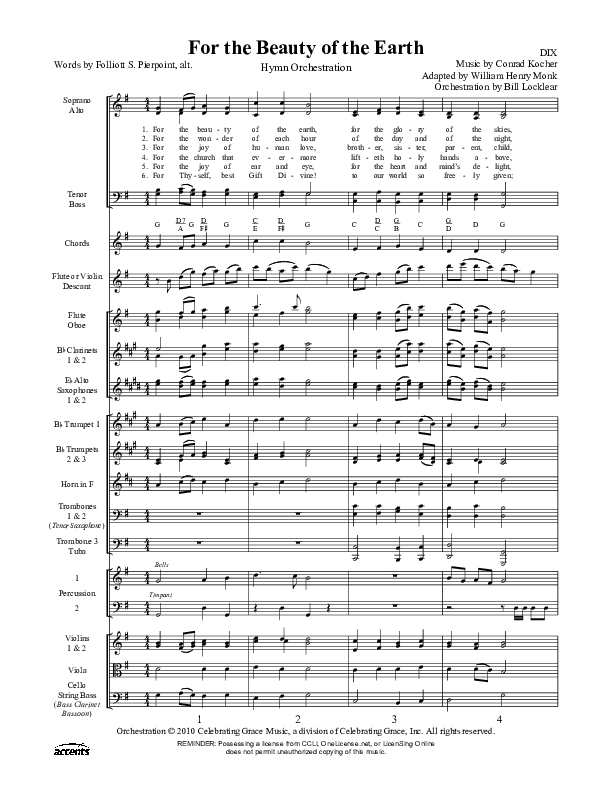 For The Beauty Of The Earth Orchestration ()