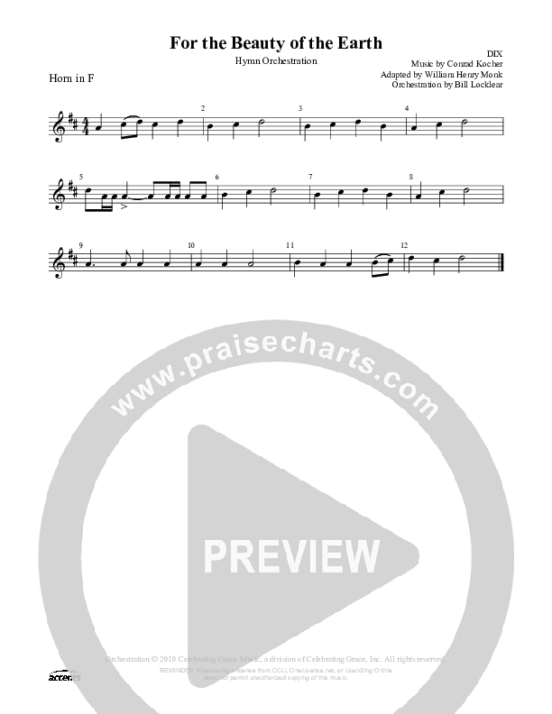 For The Beauty Of The Earth French Horn ()