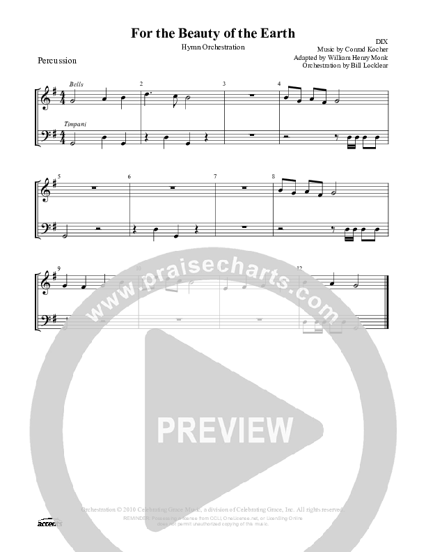 For The Beauty Of The Earth Percussion ()