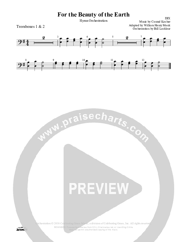 For The Beauty Of The Earth Trombone 1/2 ()