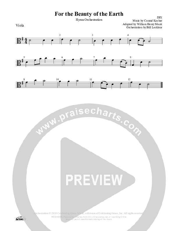 For The Beauty Of The Earth Viola ()