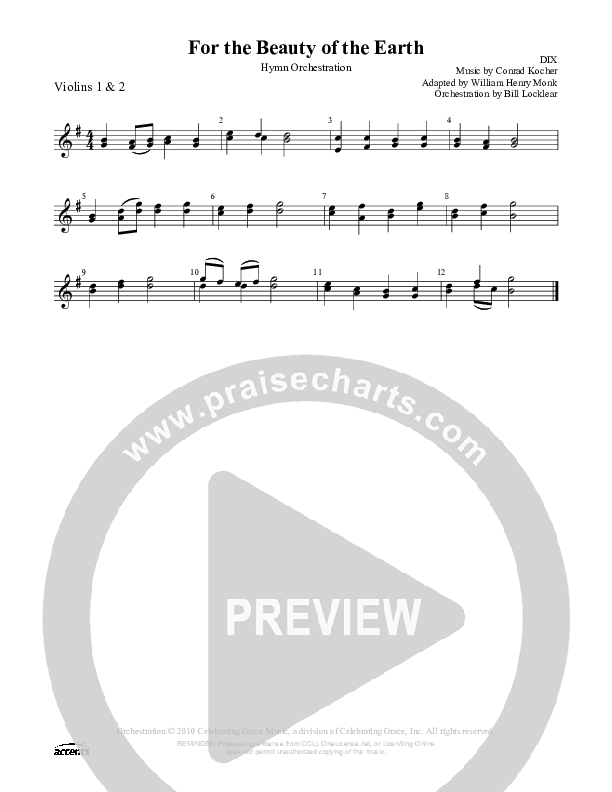 For The Beauty Of The Earth Violin 1/2 ()