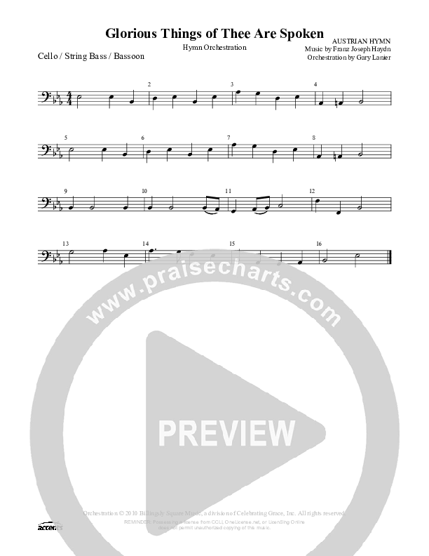 Glorious Things Of Thee Are Spoken Cello/Bass ()