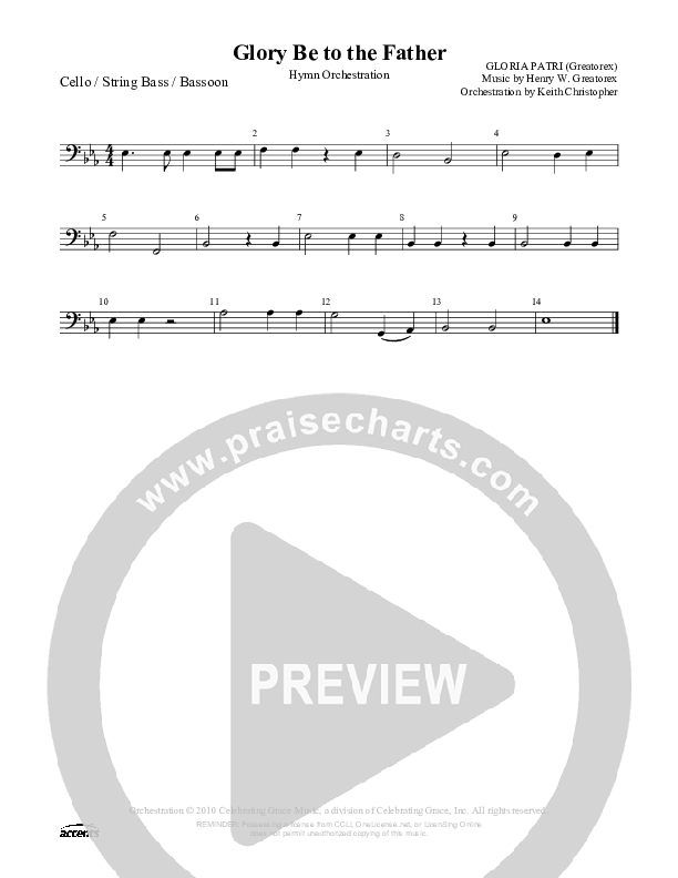 Glory Be To The Father Cello/Bass ()