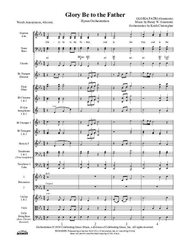 Glory Be To The Father Conductor's Score ()