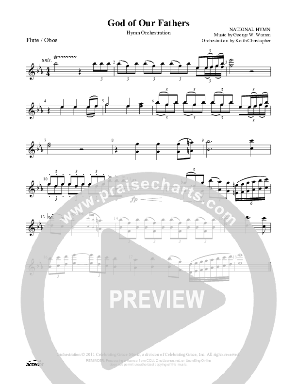 God Of Our Fathers Flute/Oboe ()