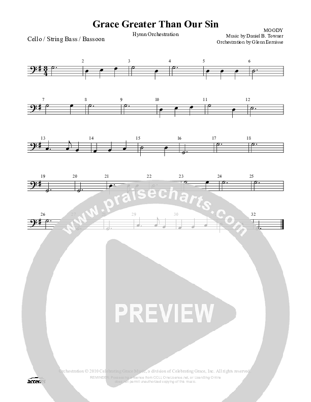 Grace Greater Than Our Sin Cello/Bass ()